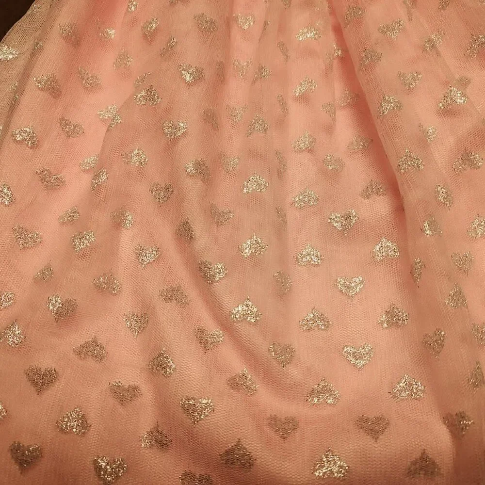 New The Children's Place Pink Silver Stars Tulle Skirt Size Girl's L 10/12